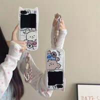 Phim Hoạt Hình Gấu Thỏ Dây Buộc Ốp lưng Samsung Galaxy Z Flip 3 4 5 6 ZFlip4 ZFlip5 ZFlip6 Tai Mèo Ốp Lưng Chống Sốc
