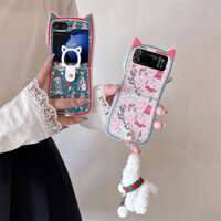 Phim Hoạt Hình Giáng Sinh Vòng Chó Mặt Dây Chuyền Ốp lưng Samsung Galaxy Z Flip 3 4 5 6 ZFlip4 ZFlip5 ZFlip6 Tai Mèo Ốp Lưng Chống Sốc