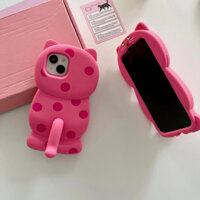 Phim Hoạt Hình Hàn Quốc Ba Chiều Chấm Bi Mèo iPhone15 14 13 12 11 Pro MAX Ốp Lưng Điện Thoại Đuôi Giá Đỡ Mèo Silicon Bao Gồm Tất Cả