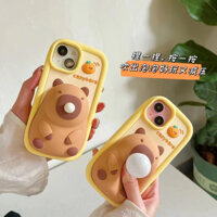 Phim hoạt hình hoạt hình Ba chiều Pinch Spit Bubble Kapibara iPhone15 14 13 12 11 Pro MAX Ốp điện thoại Báo chí sáng tạo Thổi bong bóng Kapibara Silicone Vỏ mềm trọn gói