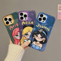 Phim hoạt hình hoạt hình jasmine alice princess double-layer vỏ iphone màu bạc đầy màu sắc cho iphone 13 13 12 11 pro max