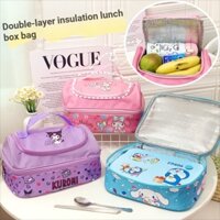 Phim hoạt hình kuromi cinnamoroll dễ thương Purin giai điệu hellokitty cách nhiệt đôi hộp cơm trưa túi đựng đồ ăn trưa sinh viên trẻ em túi bàn giao doraemon snoopy cặp song sinh XO Crayon Shin-chan