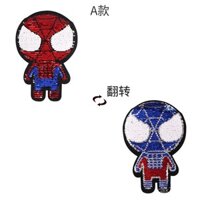 Phim hoạt hình Marvel Spider-Man, miếng vá thêu sequin có thể đảo ngược, phụ kiện quần áo, miếng vá sequin đổi màu hình Spider-Man