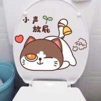 Phim Hoạt Hình Mèo Con Thì thầm Đánh rắm Trang Trí Tường Miếng Dán Sáng Tạo Phòng Tắm Vệ Sinh Chống Thấm Nước Miếng Dán Vệ Sinh