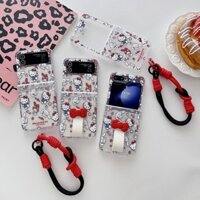 Phim Hoạt Hình Mèo Hello Kitty Có Khóa Vòng Ngón Tay Dây Đeo Tay Acrylic Cứng Chống Sốc Ốp lưng Samsung Galaxy Z Flip 6 5 4 3 Ốp Lưng