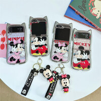 Phim Hoạt Hình Mickey Minnie Mặt Dây Chuyền Ốp lưng Samsung Galaxy Z Flip 3 4 5 6 Z Flip6 ZFlip6 Mạ Điện Tai Mèo Ốp Lưng Chống Sốc
