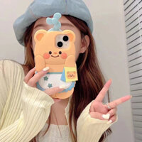 Phim Hoạt Hình Mới Ba Chiều Quạt Gấu Bơ iPhone15 14 13 12 11 Pro MAX Ốp Lưng Điện Thoại Gấu Silicon Bao Gồm Tất Cả Vỏ Mềm