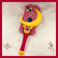 Phim hoạt hình mới Thủy thủ mặt trăng ba chiều Ngôi sao đũa phép iPhone15 14 13 12 11 Pro MAX Vỏ điện thoại Magic Wand Silicone Vỏ mềm trọn gói