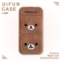 Phim hoạt hình Rilakkuma Gấu Gấp Giá Đỡ Đứng Da Nâu Vỏ Điện Thoại Tương Thích Cho iPhone 16 15 14 13 12 Pro Max 11 TPU Bảo Vệ Chống Rơi Vỏ Di Động