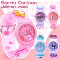 Phim hoạt hình Sanrio kuromi giai điệu quế chó trẻ em xem 3D Dây đeo Silicon Đồng hồ học sinh đồng hồ thạch anh quà tặng cho bé trai và bé gái