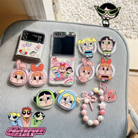Phim hoạt hình The Powerpuff Girls Giá đỡ điện thoại sạc không dây cho Samsung Galaxy Z Flip 5 4 3 Z Flip5 ZFlip5 Vỏ chống sốc có vòng đeo tay
