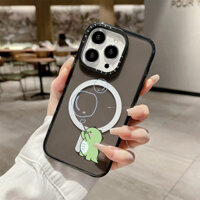 Phim Hoạt Hình Thổi Bong Bóng Khủng Long Nhỏ Sạc Từ Tính Không Dây Dành Cho IPhone 11 14 15 16 Pro Max 12 13 Pro Max Cover 14 PLUS 16 PLUS Silicon Mềm Trong Suốt Ốp Lưng Chống Sốc