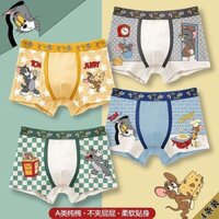 Phim hoạt hình Tom Pure Cotton Quần lót bé trai Quần lót trẻ em Boxer bốn bánh Little Boy Baby Big Boy Do Not Clip pp Quần short 12 tuổi Hàng có sẵn #0823