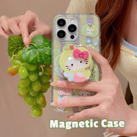 Phim Hoạt Hình Xanh Apple Fruit Cat Từ Popsocket Giá Đỡ Điện Thoại Di Động Điện Thoại Thông Minh Ốp lưng Cho Iphone 15 14 Pro Max 12 13 15 Pro Max Thiết Bị Chống Sốc Ốp Lưng Trong Suốt