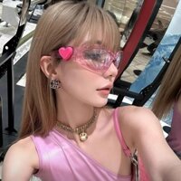 [Phim màu xám nhạt khung màu hồng trong suốt] Phiên bản Hàn Quốc Kính đi xe đạp màu hồng cổ điển dành cho nữ Kính râm màu kẹo thạch hợp thời trang y2k Kính râm chống tia cực tím phong cách thiên niên kỷ