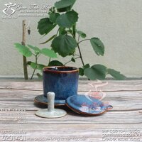 Phin cafe gốm sứ Bát Tràng men hỏa biến màu thiên thanh - Phin sứ