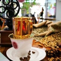 Phin lọc cà phê Inox vàng túi lụa cao cấp