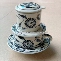 Phin pha cafe gốm sứ Bát Tràng vẽ cúc