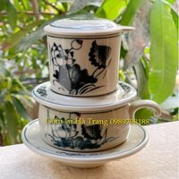 Phin pha cafe gốm sứ Bát Tràng cao cấp không chì vẽ sen