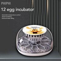PHIPHI Máy ấp trứng mini tự động 12 máy có vỏ cách nhiệt hoàn toàn trong suốt để gia cầm