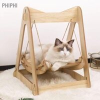 PHIPHI Xích đu mèo bằng gỗ Võng ổn định Yên tĩnh chống trầy xước Giường treo cho đồ dùng thú cưng