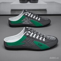 Phổ biến [100% da mềm] Dép xỏ ngón kín mùa thu thoáng khí kiểu Hàn Quốc giày nam lười