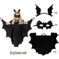 [Phổ biến] Áo choàng Halloween / Bộ áo choàng 3 mảnh hình con dơi cho trẻ em / Bộ áo choàng màu đen / Vận chuyển trong ngày