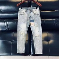 Phổ Biến Cao Cấp Mới Rách Đến Mắt Cá Chân Quần Jeans Slim-Fit Skinny Quần Thời Trang Độc Đáo Giặt Quần Jean Nam