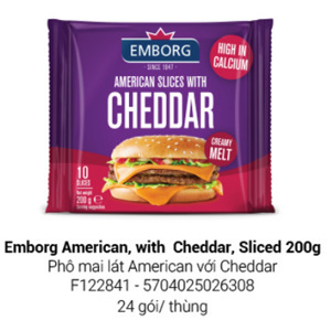 Phô mai lát American với Cheddar hiệu Emborg 200g