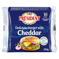 Phô mai lát Burger with Cheddar hiệu President 200gr