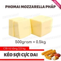 Phô Mai Mozzarella Pháp KHỐI 0.5kg - Làm Phomai Que, Pizza, Hot Dog, Phủ Tokbokki [DATE 2023]