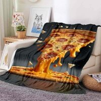 Phô Mai Pizza Chăn Trẻ Em Người Lớn Quà Tặng Mềm Flannel Nhẹ Thực Phẩm Chăn Giường Nhà Phòng Khách Sofa Trang Trí