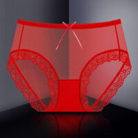 [Phổi Bụng Nhỏ Vô Hình] Quần Lót Màu Đỏ Năm Benming Nữ Ren Siêu Mỏng Gợi Cảm Liền Mạch Béo Sister Plus Size Lưới Nữ Giữa Eo Ngắn