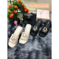 (phom rộng lùi size) Dép nữ cao gót 7cm đế vuông ,dép tăng chiều cao tôn dáng-dép công sở ( Mã 3533)