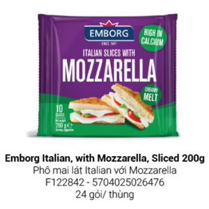 Phomai mozzarella hiệu emborg 200g
