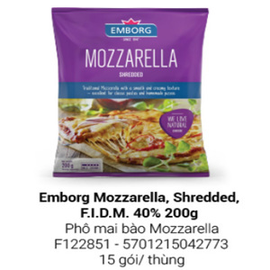 Phomai mozzarella hiệu emborg 200g