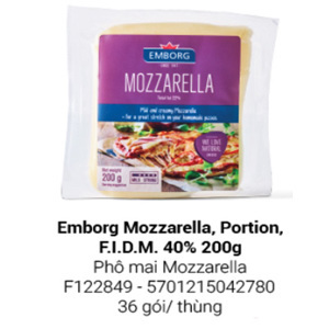 Phomai mozzarella hiệu emborg 200g