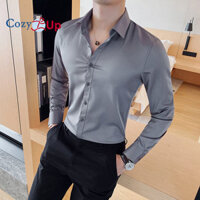 Phong Cách Anh Dài Tay Áo Sơ Mi Nam Quần Áo Thời Trang Mùa Xuân 2023 Công Sở Trang Phục Chemise Homme Slim Fit Camisa Masculin