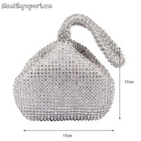 [Phong cách bạc kim loại] Ví dạ hội nữ Vòng tay đính đá lấp lánh đám cưới (Bạc)