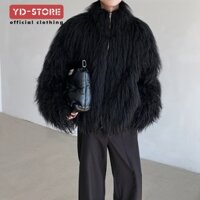 [Phong cách bán chạy mùa thu đông] Phong cách mới mùa đông Cổ đứng phong cách tiền cũ Giữ ấm Plus Cotton Thân thiện với môi trường Áo khoác lông thú nam cao @ -