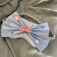 Phong Cách Barbie Đá Quý Mô Phỏng Lụa Ren Mắt Mặt nạ Chữ Hồng Satin Bóng Ngủ Nữ Ngủ Băng Đô Trang Điểm C240828