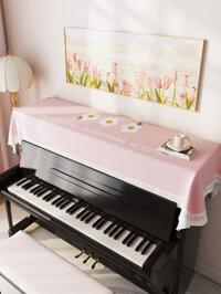 Phong Cách Bé Gái Vỏ Đàn Piano Top Chống Bụi Bao Vải Đàn Piano Điện Tử Nửa Bìa Trang Trí Khăn Đàn Piano Điện Harpsichord Phân Vải Xám