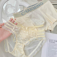 [Phong Cách Cặp Đôi] Quần Lót Cặp Đôi Ren Trắng Kem Một Người Và Một Nữ Nguyên Chất Gợi Cảm Nam Nữ Đôi Quần Lót Cặp Đôi Cặp Đôi