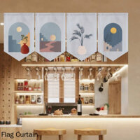 Phong Cách Châu Âu Chữa Bệnh Màu Xanh In Mặt Dây Chuyền Cờ Rèm Chống Thấm Nước Chống Bụi Phòng Ngủ Nghiên Cứu Trang Trí Nhà Bếp Vải Treo