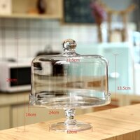 Phong Cách Châu Âu Người Nổi Tiếng Internet Đĩa Bánh Thủy Tinh Lớn Trong Suốt Bụi Chân Cao Đĩa Trái Cây Món Tráng Miệng