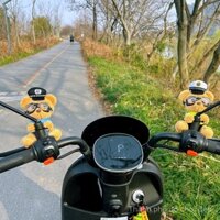 [Phong cách chống thất lạc] Gấu cảnh sát giao thông trang trí xe máy dễ thương, búp bê gấu xe máy điện, tượng sáng tạo