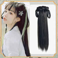 Phong Cách Cổ Đại Hanfu Tóc Giả Full Tai Nghe Tích Hợp Bun Lười Studio Chụp Ảnh Cổ Trang Phục Hiệu Suất Phong Cách Bun Mũ Đội Đầu Nữ
