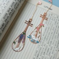 Phong cách cổ điển Trung Quốc pipa guqin Hươu xung quanh tháp Hạc vàng dấu trang kim loại Tua Rua Mặt dây chuyền chữ tùy chỉnh [cxy]