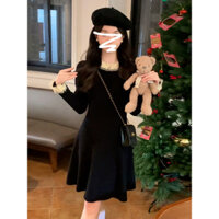 Phong Cách Con Gái miu Series Đầm Dệt Kim Màu Đen Nữ Thu Đông 2025 Phong Cách Mới Váy Ngắn Nhỏ Cao Cấp