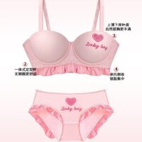 Phong Cách Công Chúa Bé Gái Quần Lót Nữ Nhỏ Tập Hợp Không Có Nhẫn Thép Nhật Bản Ngọt Ngào Sinh Viên Dễ Thương Nửa Cốc Áo Ngực Bộ 25.3.6